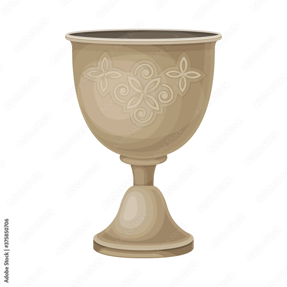 Silver Goblet or Drinking Cup with Ornament as Georgia Country Attribute Vector Illustration Silver Goblet or Drinking Cup with Ornament as Georgia Country Attribute Vector Illustration