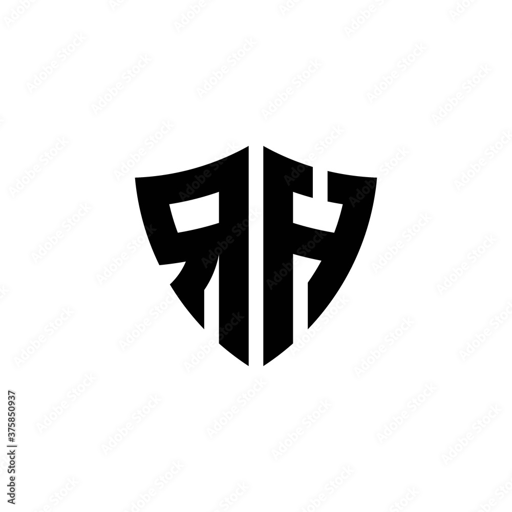 Obraz premium RH monogram logo with shield shape design template