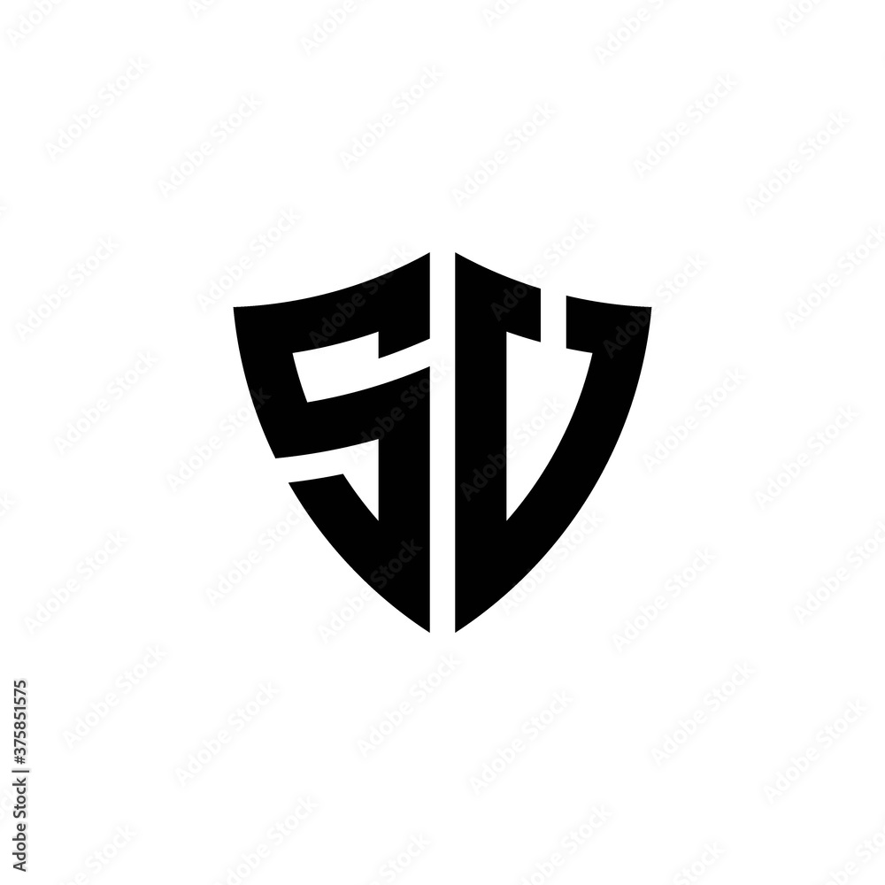SU monogram logo with shield shape design template SU monogram logo with shield shape design template