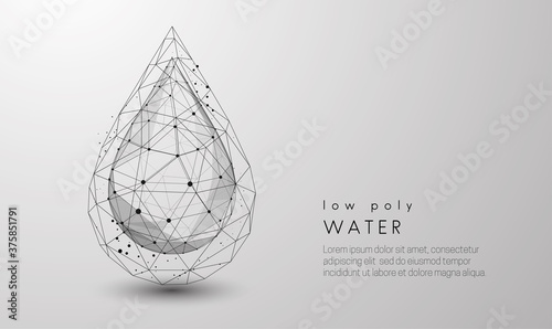 Falling drop of water. Low poly style design