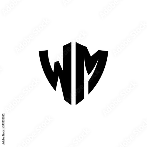 WM monogram logo with shield shape design template