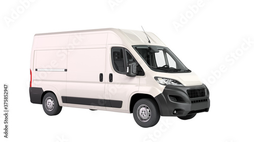 White Delivery Van Icon 3d render on white no shadow