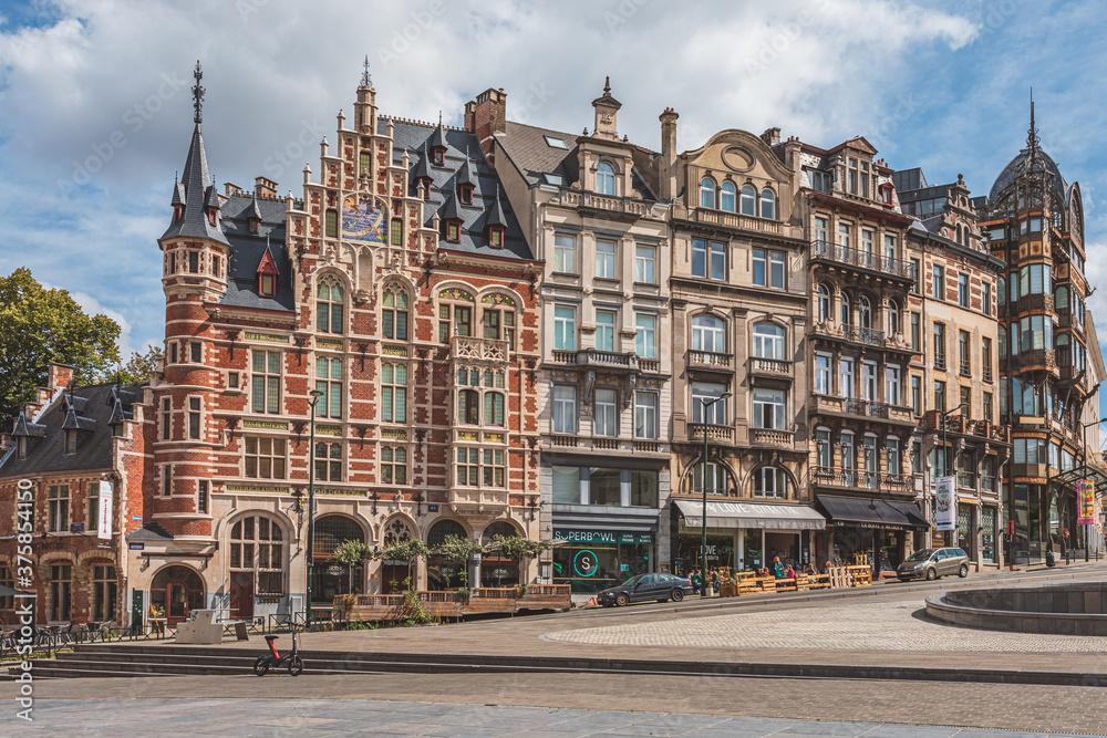 Historic gable houses on Mont des Arts in Brussels