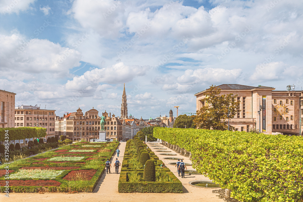 View over Brussels from Mont des Arts (Kunstberg) 