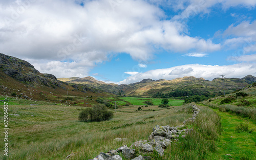 North Wales Landscape on a Sunny Summer Day, holiday destination and walk into mountains.