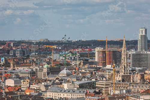 Canvas-taulu View from above city of Brussels with Atomium in the background