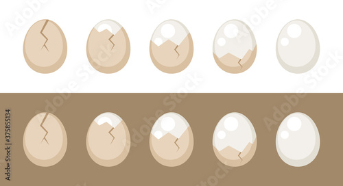 How to peel a hard boiled egg steps vector illustration infographic set