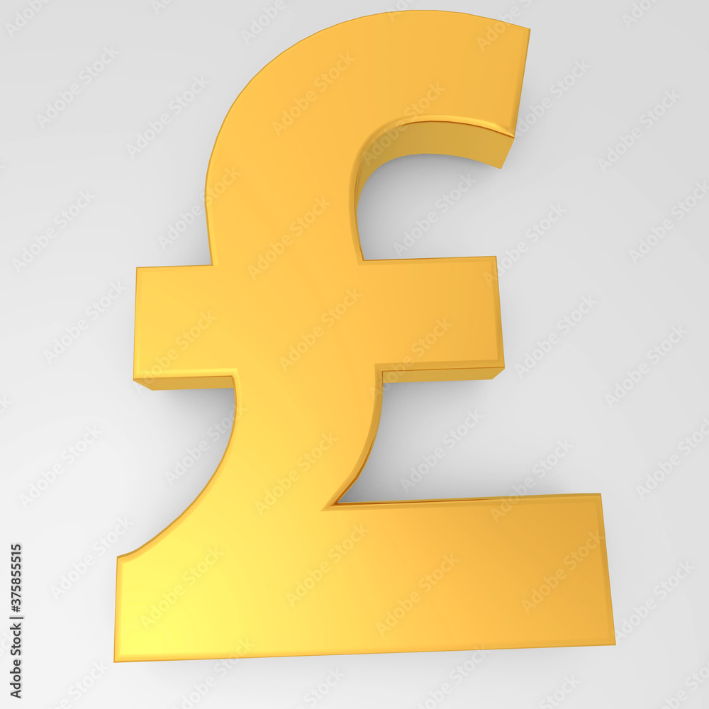 Golden Pound Currency Background Symbol 3D Render Illustration