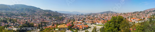 Fototapeta Naklejka Na Ścianę i Meble -  Panoramic view of the city of Sarajevo from the top of the hill. Bosnia and Herzegovina