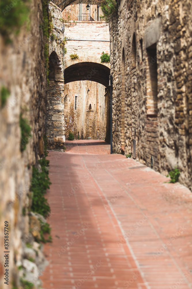 Narrow Alley with Arch in a Medieval Italian Town Narrow Alley with Arch in a Medieval Italian Town