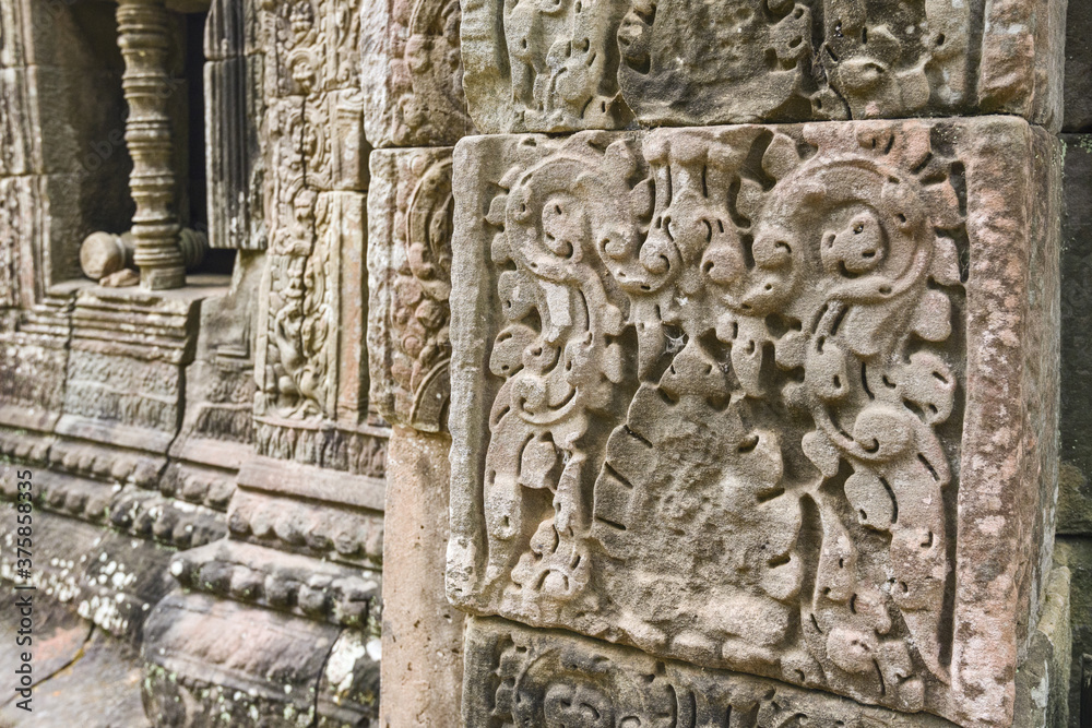 Obraz premium Stone bas relief carvings in Ta Som, Angkor, Siem Reap Cambodia