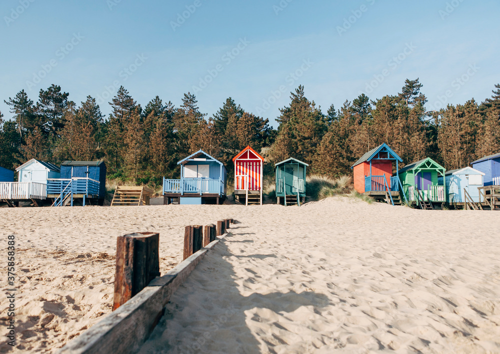 Beach huts. Wells-next-the-sea, Norfolk, UK. Beach huts. Wells-next-the-sea, Norfolk, UK.