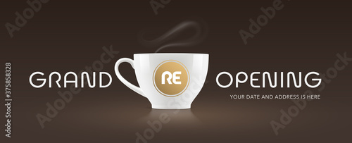 Grand opening and re-opening vector illustration, background 