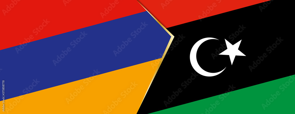 Armenia and Libya flags, two vector flags. Armenia and Libya flags, two vector flags.