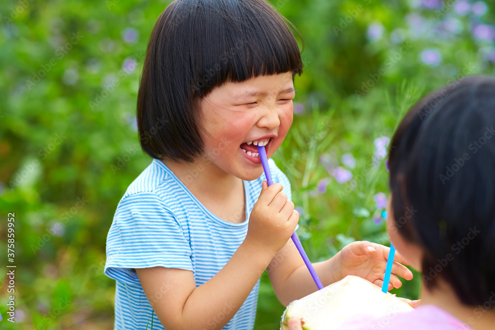 two happy little girls outdoor two happy little girls outdoor