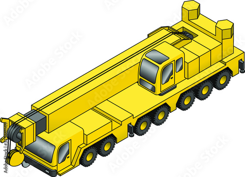 A truck crane in transit configuration.