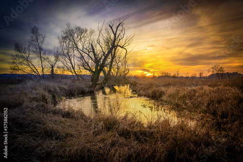 autumn sunset and beautiful colorful sky