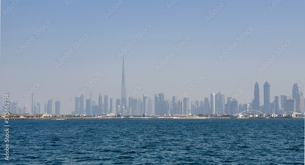 Panoramic view of business bay and downtown area of Dubai