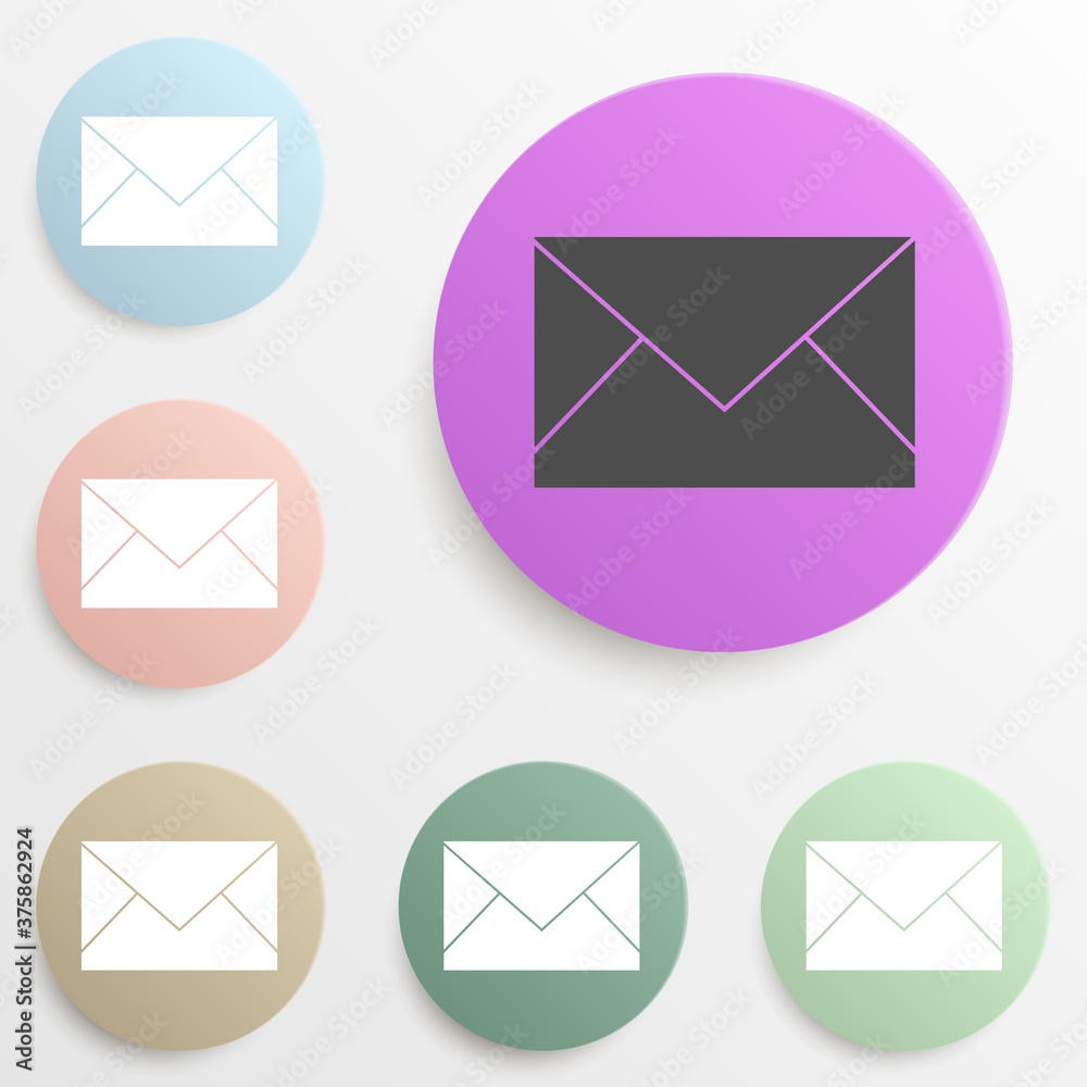 the envelope badge color set. Simple glyph, flat vector of web icons for ui and ux, website or mobile application
