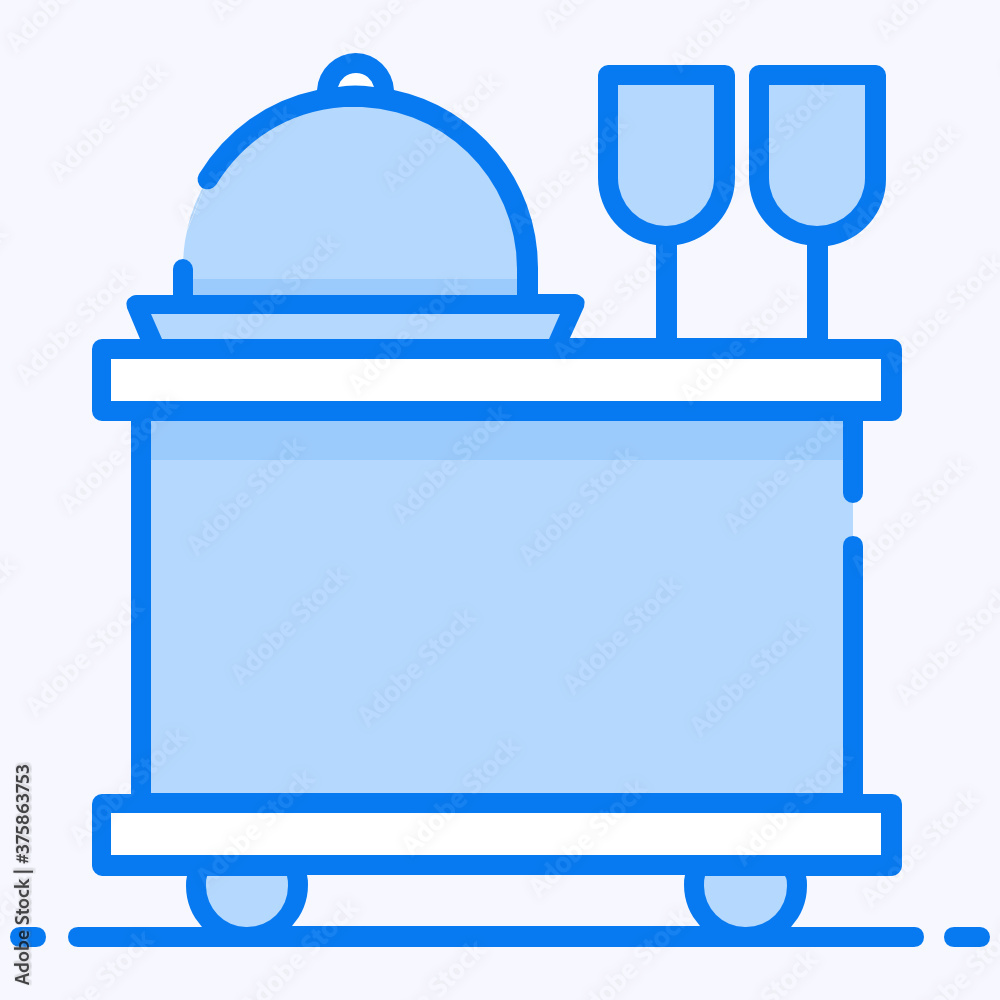 Cloche with glasses on cart showing food service in vector
Cloche with glasses on cart showing food service in vector