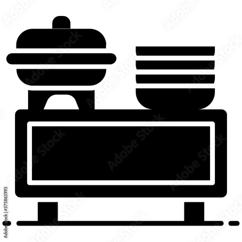 
Buffet service icon, food serving in vector 
