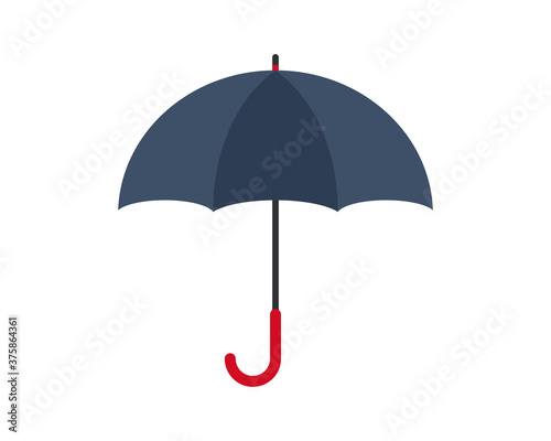Blue umbrella in flat style. Cartoon parasol. Weather. Autumn season. Protection and safety concept.
