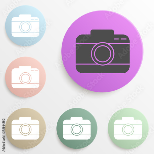 camera badge color set. Simple glyph, flat vector of web icons for ui and ux, website or mobile application