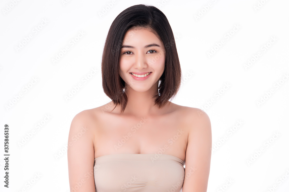 Beautiful Young Woman with Clean Fresh Skin, on white background, Face care, Facial treatment. Cosmetology, beauty and spa. women portrait Beautiful Young Woman with Clean Fresh Skin, on white background, Face care, Facial treatment. Cosmetology, beauty and spa. women portrait