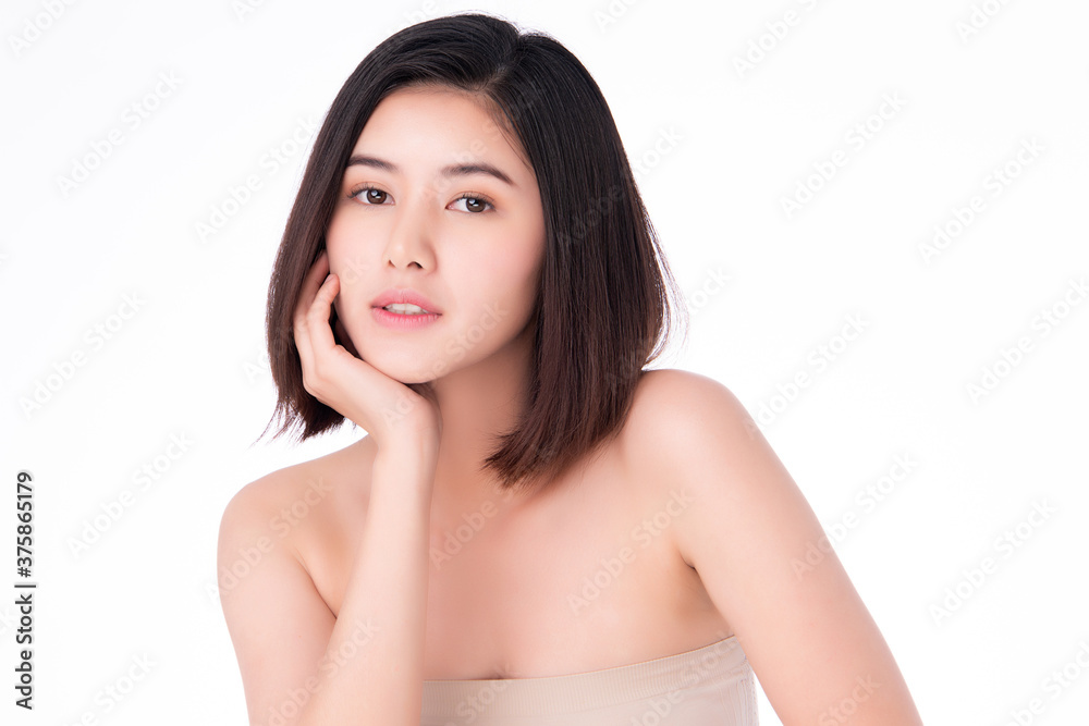 Beautiful Young Woman with Clean Fresh Skin, on white background, Face care, Facial treatment. Cosmetology, beauty and spa. women portrait Beautiful Young Woman with Clean Fresh Skin, on white background, Face care, Facial treatment. Cosmetology, beauty and spa. women portrait
