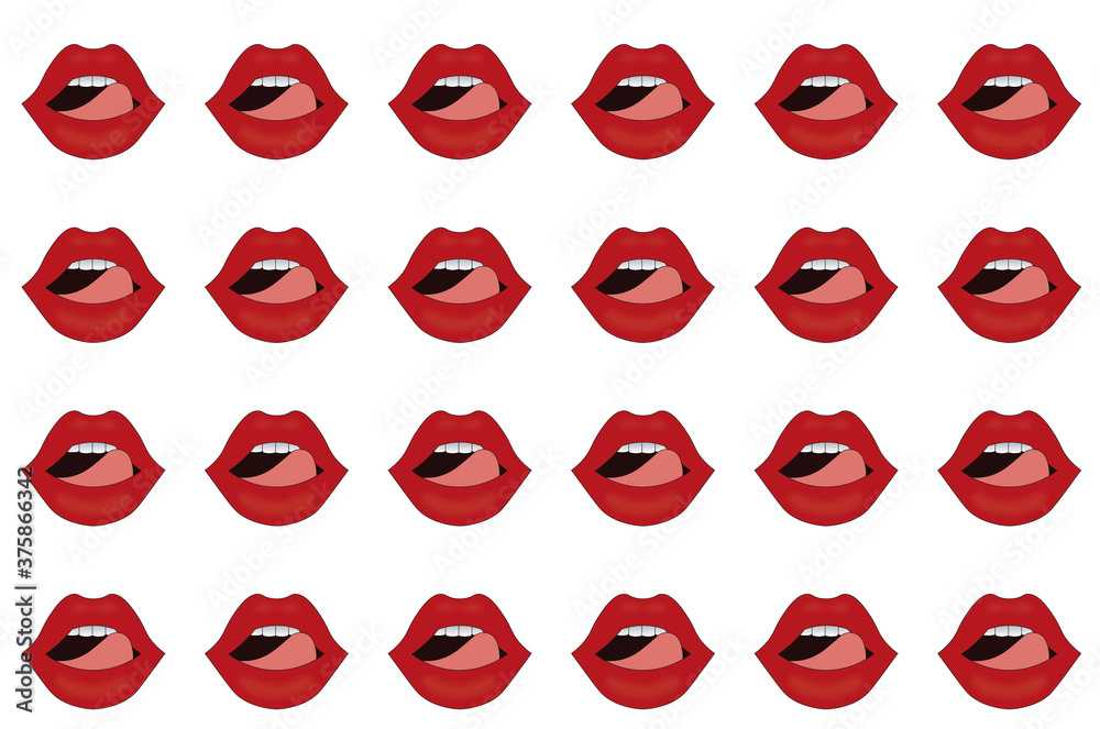 Patrón de labios y lengua rojos sensuales. Moda y patrón de belleza. 