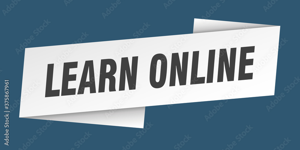 learn online banner template. ribbon label sign. sticker