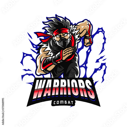 Cool Ninja Warrior Mascot Gaming Logo Template Graphic
