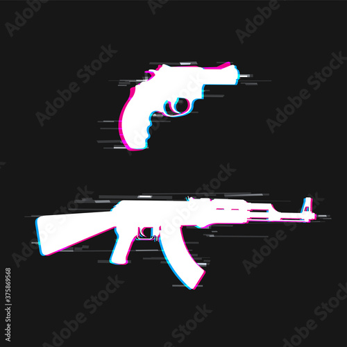 weapon gun silhouette glitch design