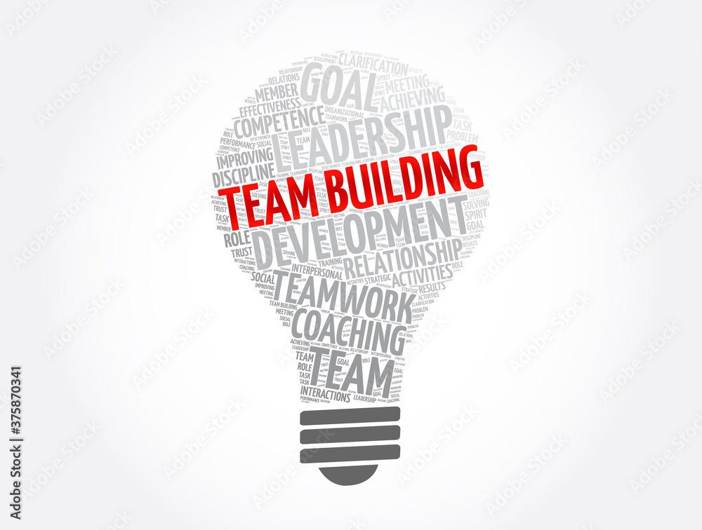 Team building light bulb word cloud collage, business concept background Team building light bulb word cloud collage, business concept background