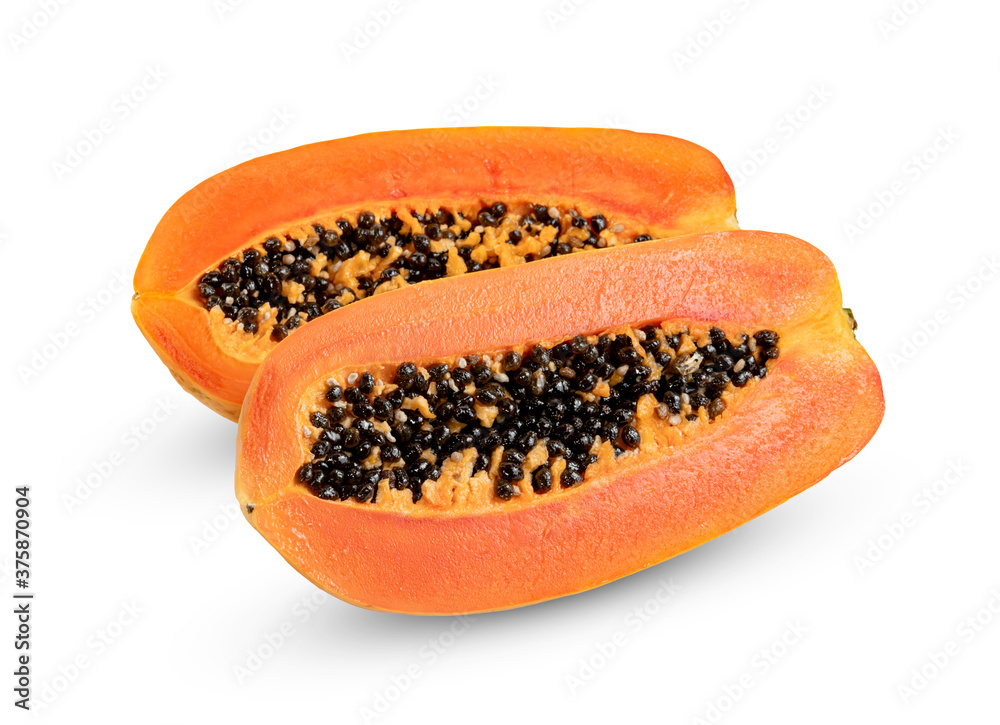 Ripe papaya slice isolated on white background Ripe papaya slice isolated on white background