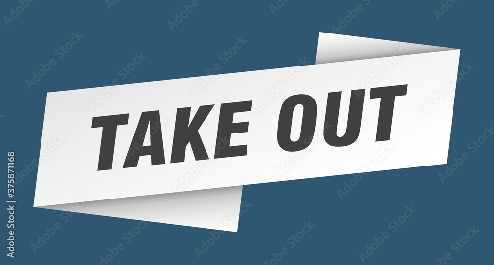 take out banner template. ribbon label sign. sticker