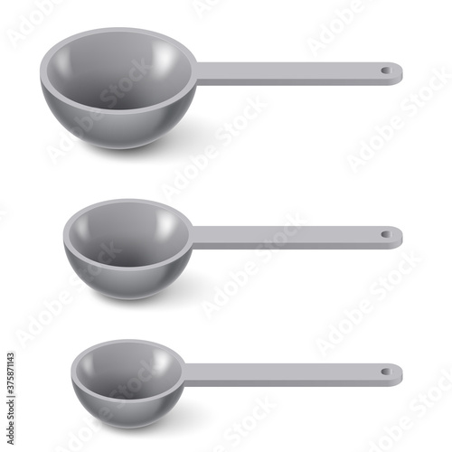 Set of Stainless Steel Measuring Spoons in Varying Sizes, Used to Measure an amount of an ingredient. Illustration on a White Background for Your Web Mobile App Logo Design