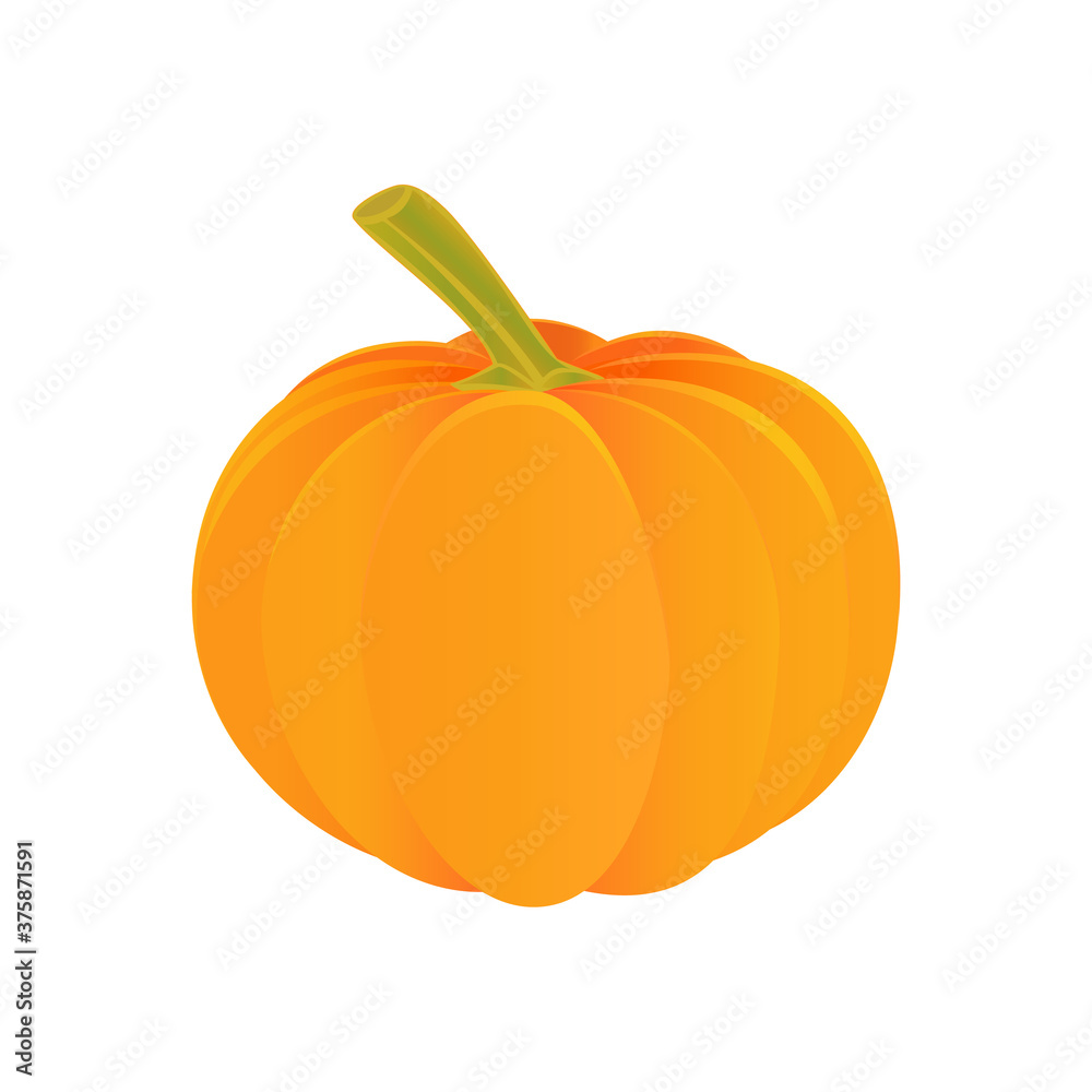 Flat vector illustration of orange pumpkin. Flat vector illustration of orange pumpkin.