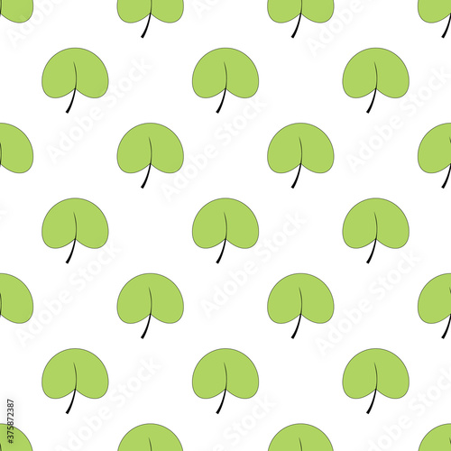 Seamless pattern green leaves white background.