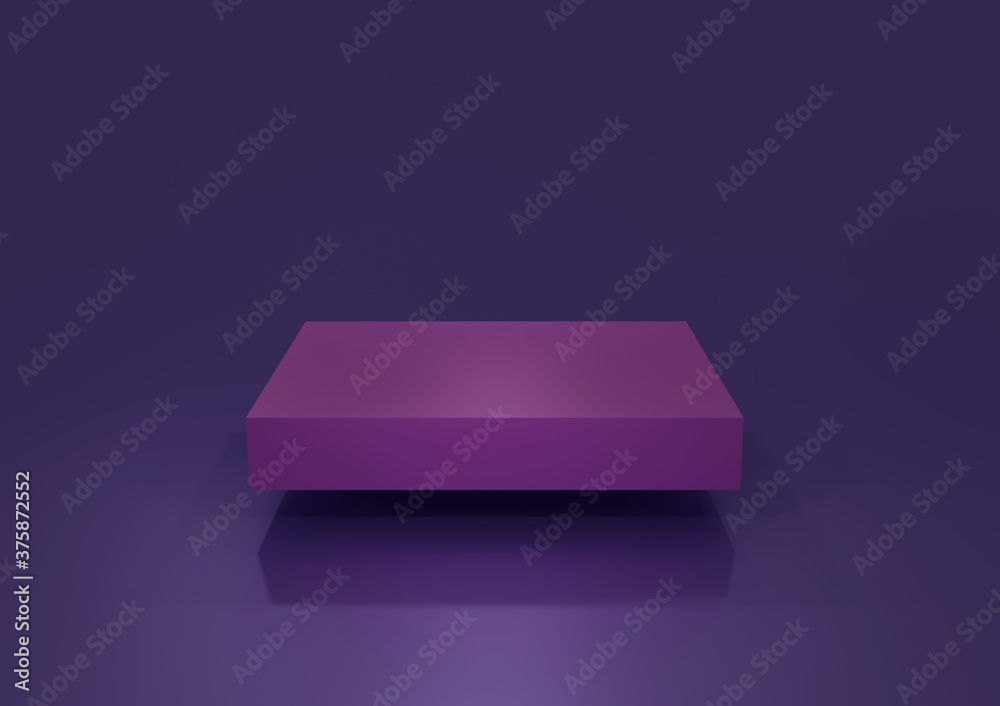 3d render of a purple cube on a black background