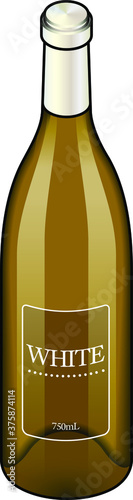 A bottle of white  wine. Brown glass.
