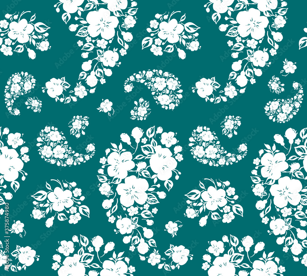 Obraz premium Seamless pattern blue motifs of flowers
