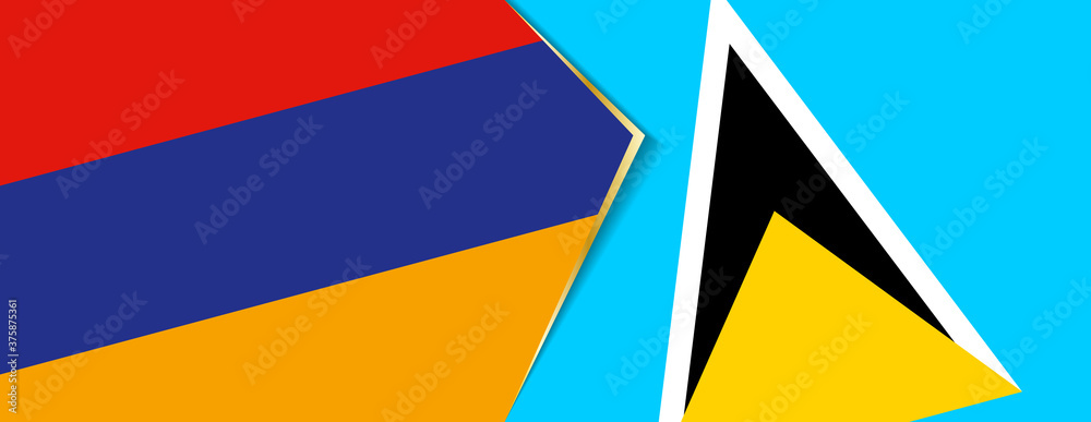 Armenia and Saint Lucia flags, two vector flags. Armenia and Saint Lucia flags, two vector flags.