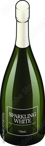 A bottle / magnum of sparkling white wine. Dark glass.