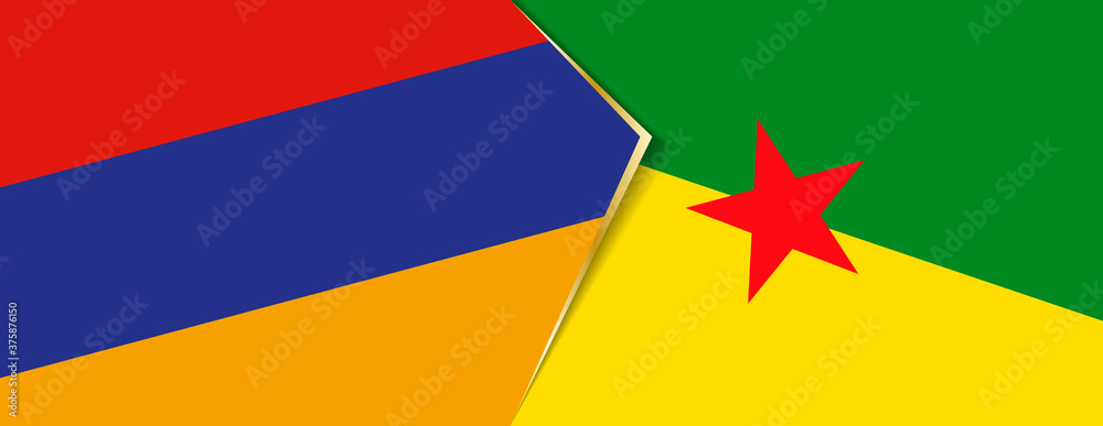 Armenia and French Guiana flags, two vector flags. Armenia and French Guiana flags, two vector flags.