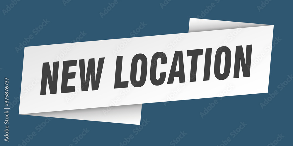 new location banner template. ribbon label sign. sticker