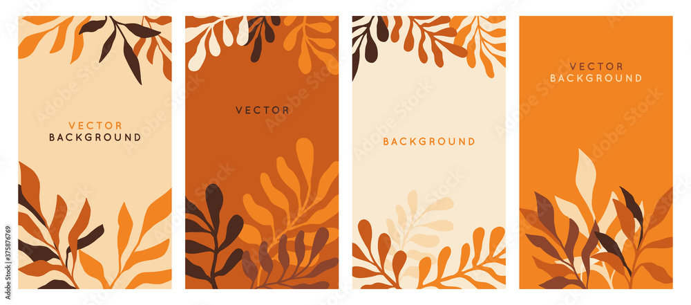 Vector  horizontal abstract background with copy space for text - autumn sale - bright vibrant banner, poster, cover design template, with yellow and orange leaves - obrazy, fototapety, plakaty 