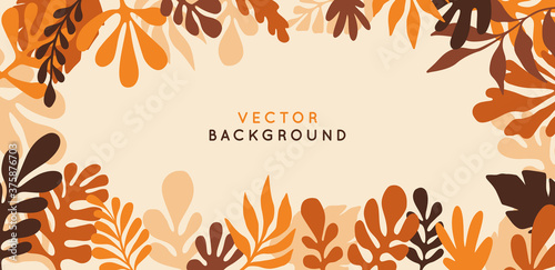 Vector  horizontal abstract background with copy space for text - autumn sale - bright vibrant banner, poster, cover design template, with yellow and orange leaves
