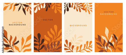 Vector  horizontal abstract background with copy space for text - autumn sale - bright vibrant banner, poster, cover design template, with yellow and orange leaves
