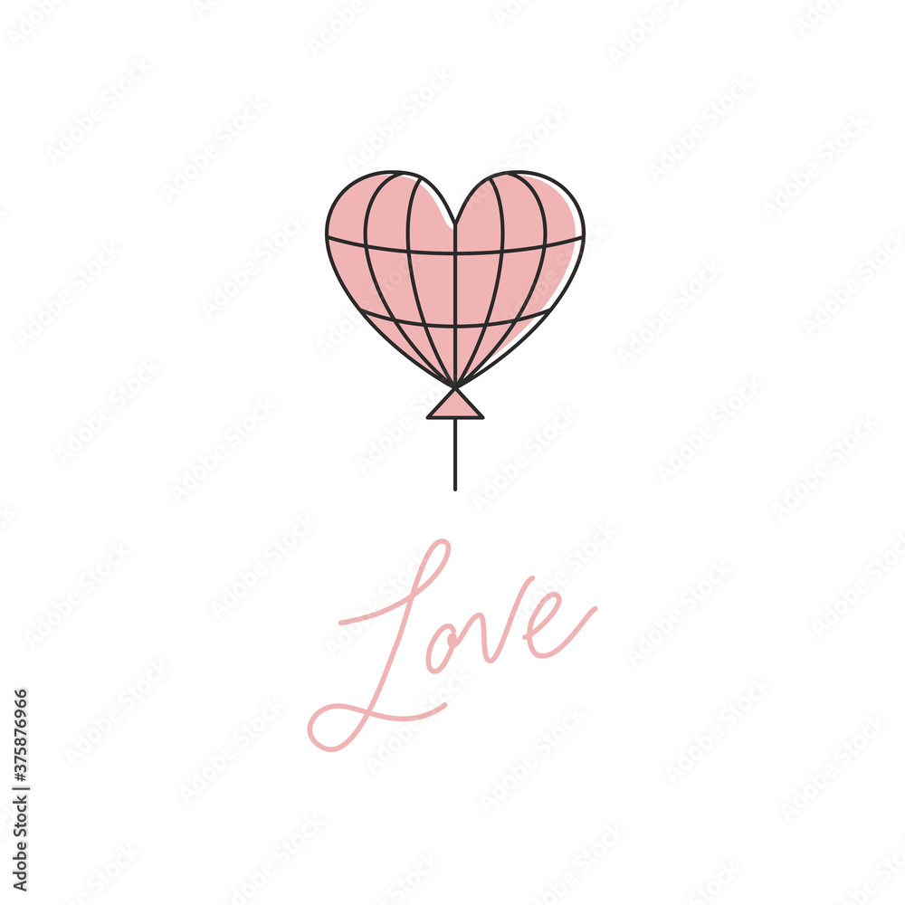 Vector abstract logo design template in simple linear style - love and friendship concept - tattoo and sticker design element. Valentine's day greeting card in minimal style